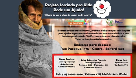 Projeto Sorrindo pra Vida pede sua ajuda