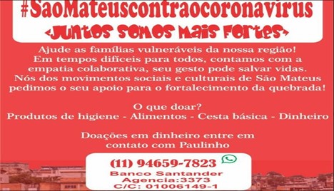 [sp] #sãomateuscontraocoronavírus