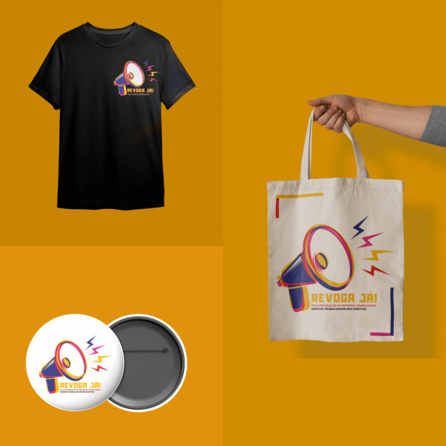 Camiseta, Botton e Bolsa RevogaJá