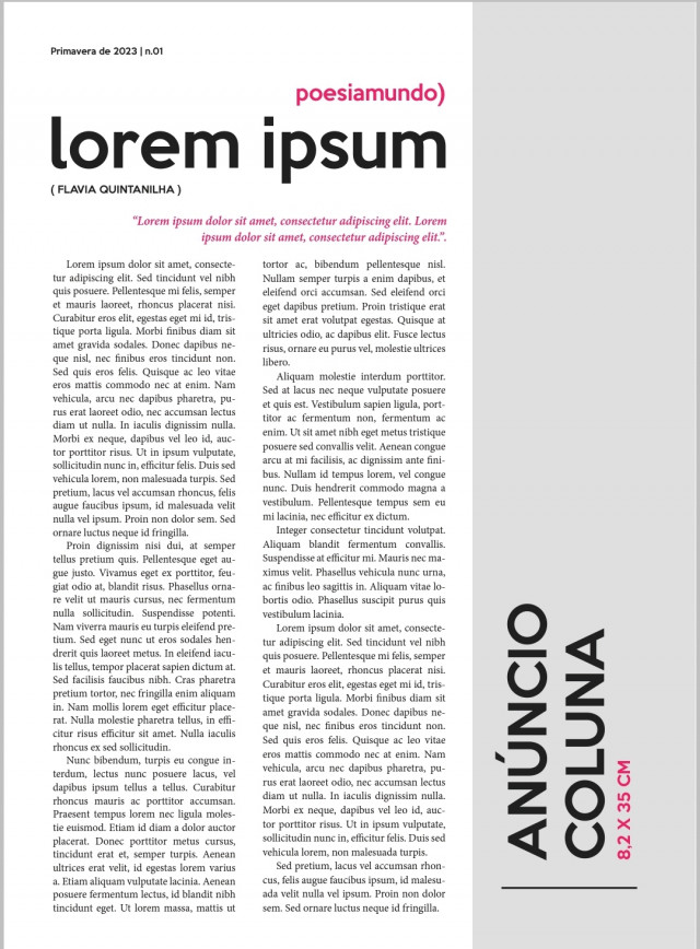 Anúncio de Coluna + arte Jornal Poesia
