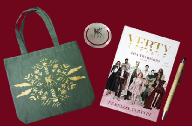 Livro + bolsa + marcador + caneta